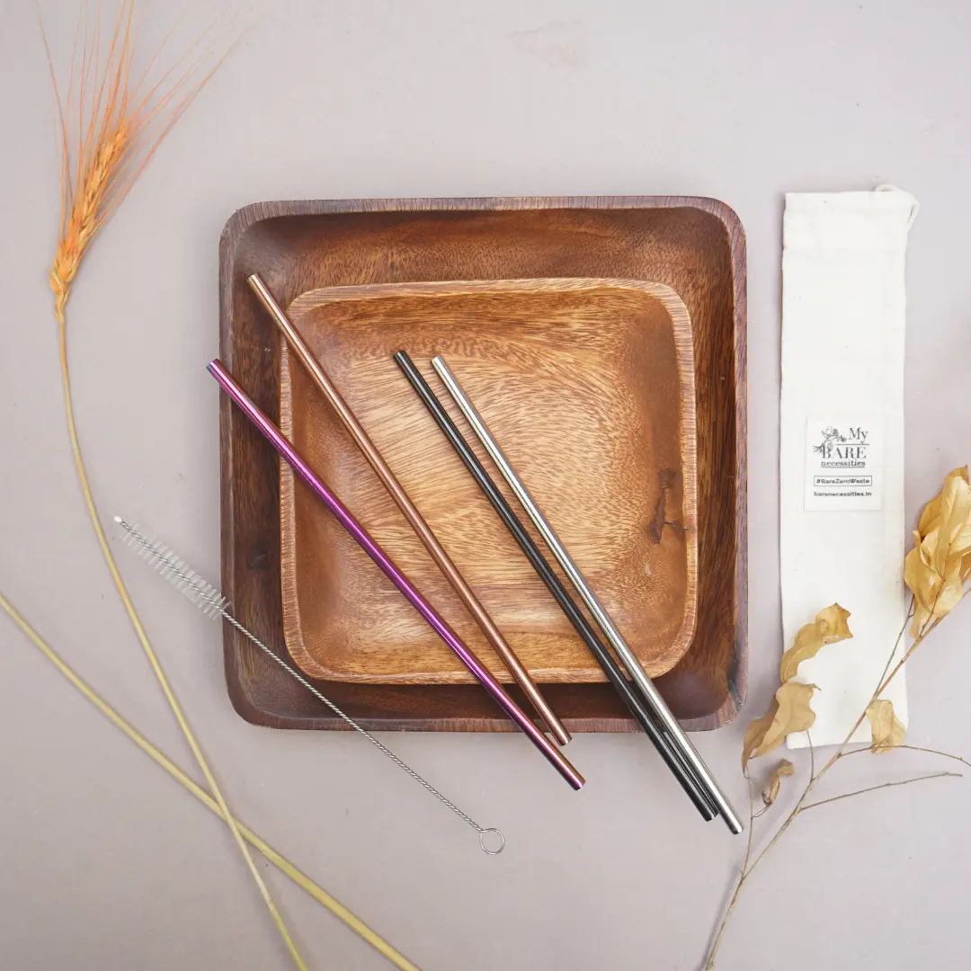 Family Straw Kit - 4 Reusable Food Grade Stainless Steel Straws & Cleaning Brush - Image 5
